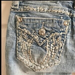 Vintage Miss Me Signature Skinny size 27 pretty winged pockets-light blue